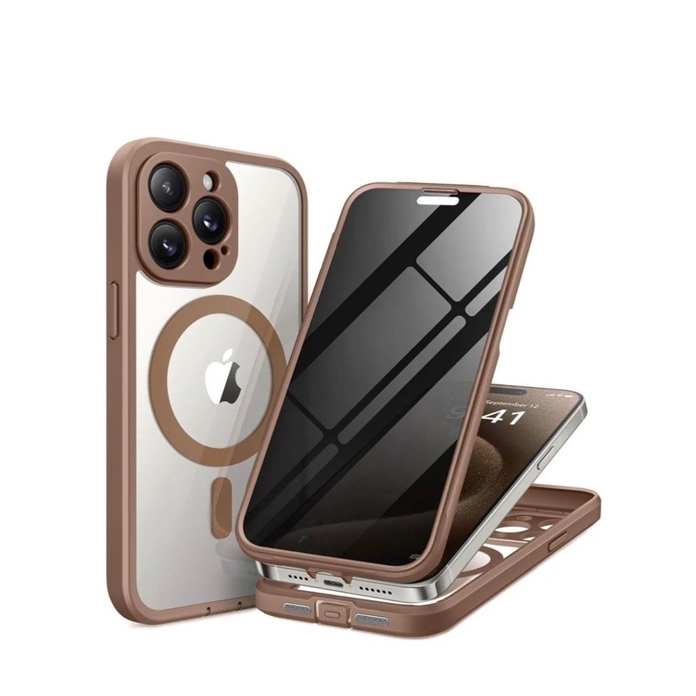Miracase iPhone 15 Pro Max Case MagSafe Privacy Screen Camera Protection Brown